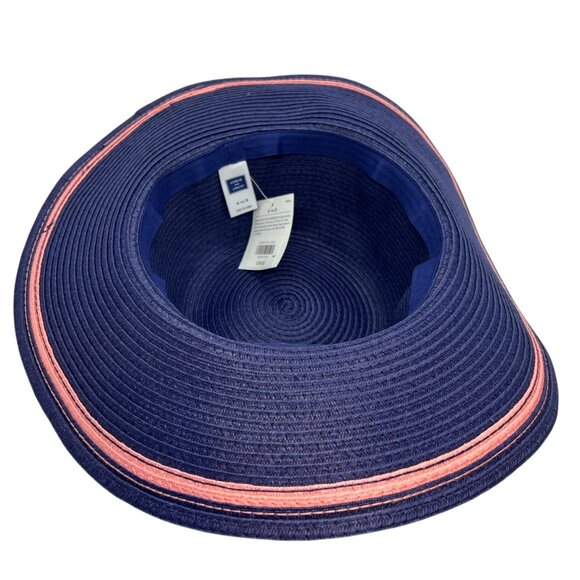 Janie and Jack "Cruise Along" Girls Navy Blue & Coral Sun Hat Size 4-5 - Picture 2 of 3